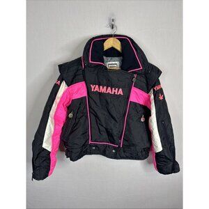Vintage Yamaha Snowmobile Jacket Women’s XL Black Pink Insulated Made In Canada